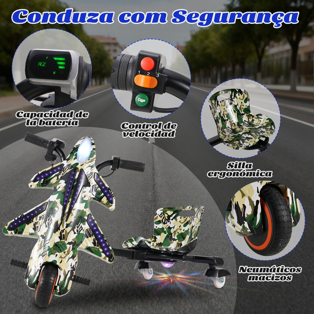 HONEYWHALE 008C Triciclo Elétrico Drift Infantil 250W 15KM/H 12KM com Bluetooth, 3 Velocidades · foto 2