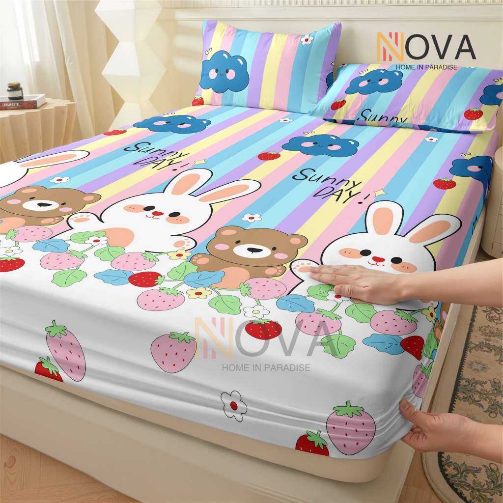 rabbits Jogo De Lençol 03 Peças Não desaparecerá SOLTEIRO CASAL QUEEN Percal Ponto Palito em Oferta na Shopee