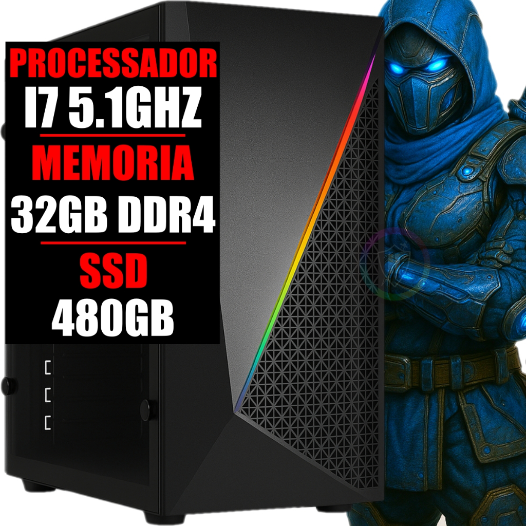 Pc Gamer Desktop I7 10 Geração 5.1Ghz / 32gb Ram Ddr4 / Ssd 480Gb / Windows 11