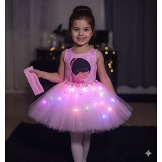 fantasia infantil balé kit 3 pçs  bailarina   morena afro faixa colan body bore led manguinha1 ano ate 10 anos . em Oferta na Shopee