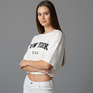 Camiseta Cropeed Feminino New York em Oferta na Shopee