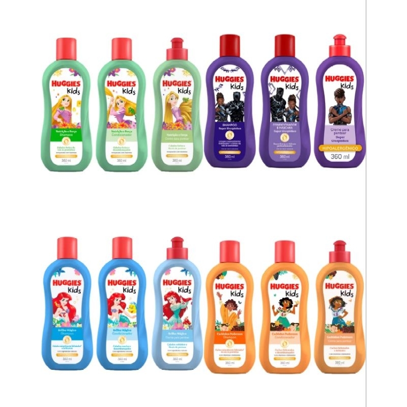 Kit Huggies Kids Linha Completa Shampoo Cond Creme 360ml