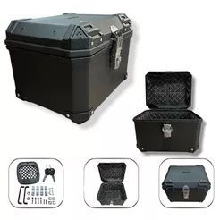 Baú Bauleto Traseiro P/Moto Motocicleta Completo Universal 45 Litros Preto