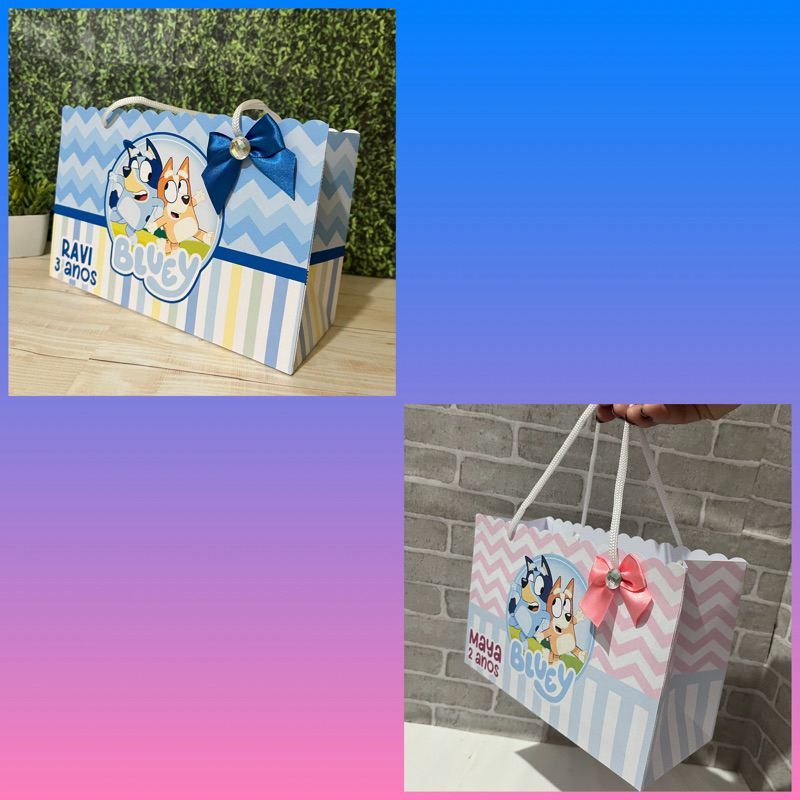 Sacolinha personalizada MONTADAS - BLUEY - Lembrancinhas Aniversário - Lembrancinha para festa - Papelaria Personalizada