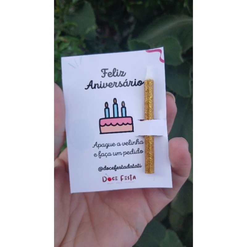 Kit 50 Cartão de Agradecimento - Tag para Velinha Mimo Confeitaria