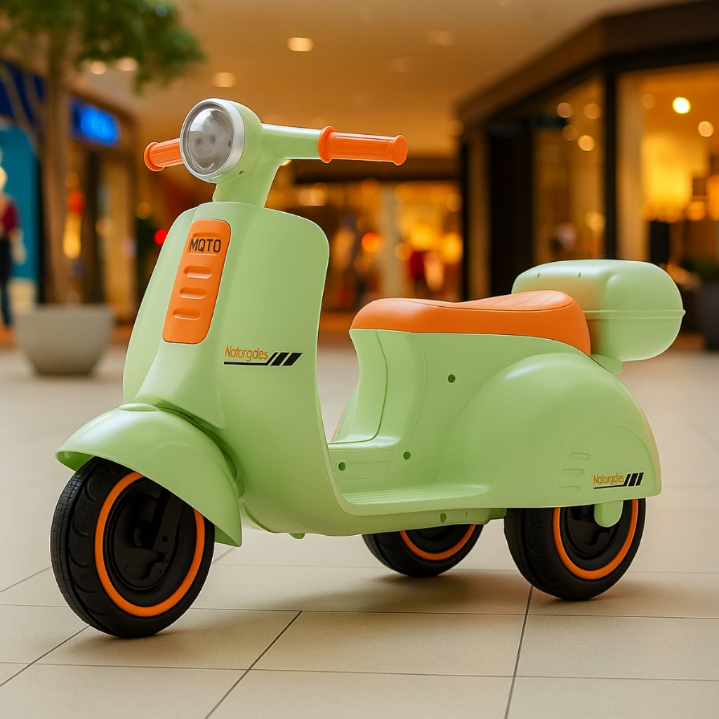 Mini Moto Elétrica Infantil 6V Scooter Retrô com Luz e Som Brinq Kids