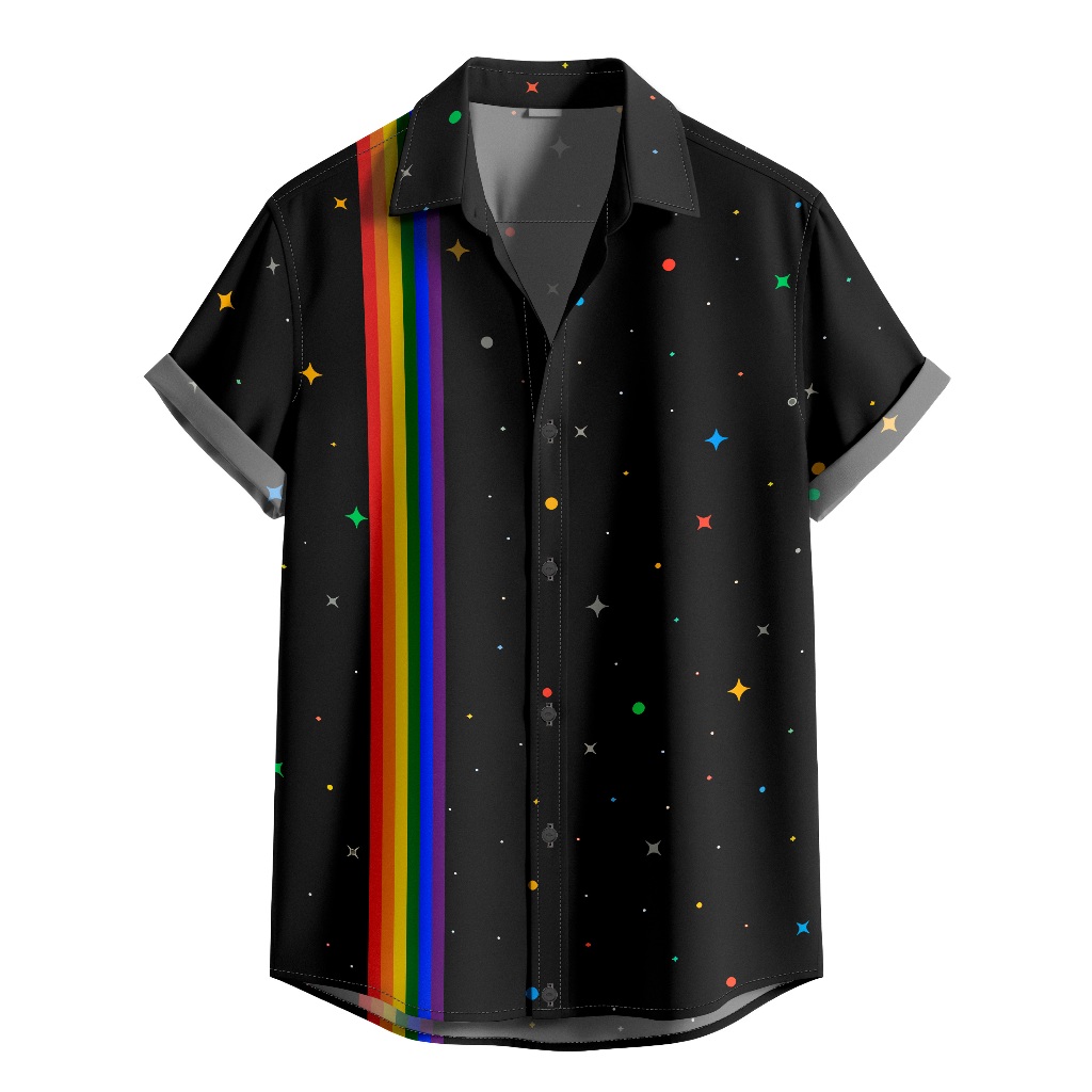 Camisa De Botão Preta Lgbt Arco Iris [Ref-212] em Oferta na Shopee