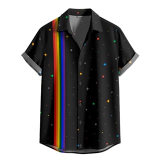 Camisa De Botão Preta Lgbt Arco Iris [Ref-212] em Oferta na Shopee