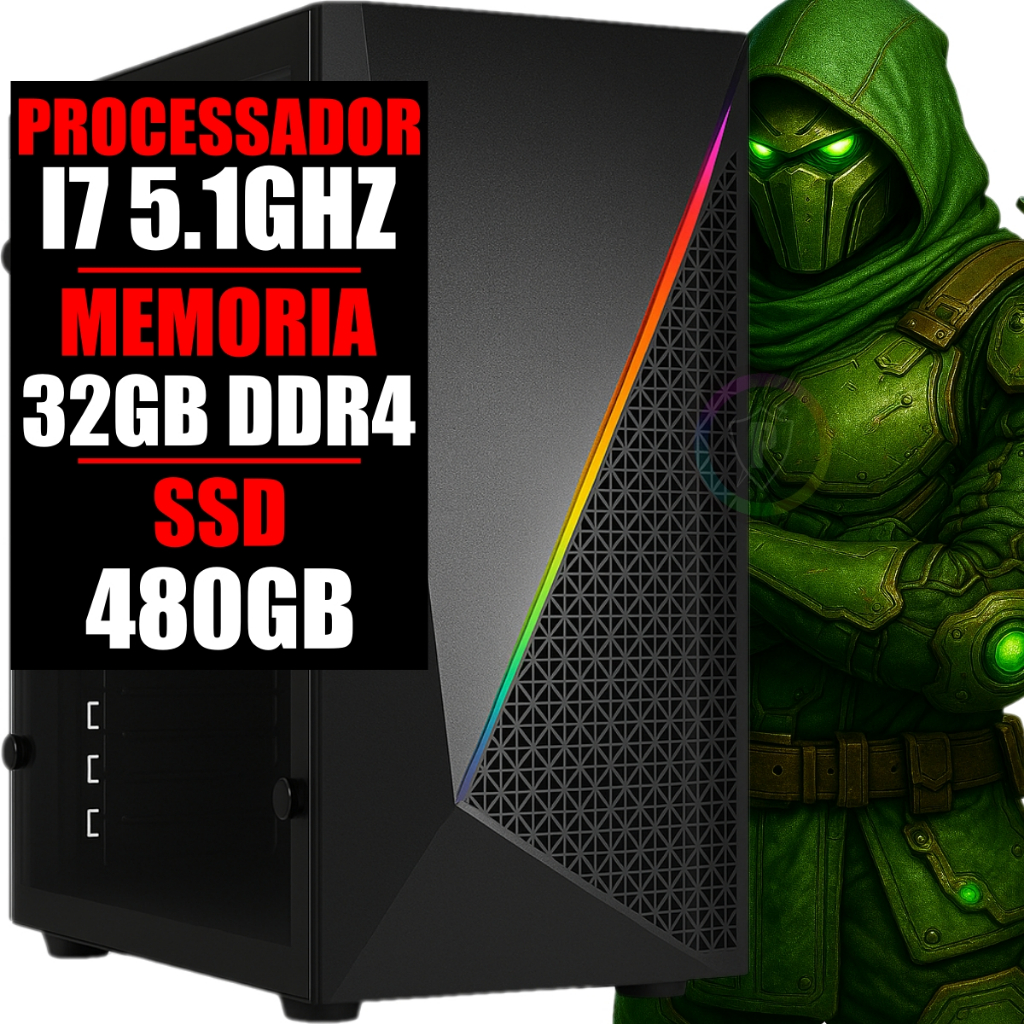 Pc Gamer Completo I7 10 Geração 5.1Ghz / 32gb Ram Ddr4 / Ssd 480Gb / Windows 11