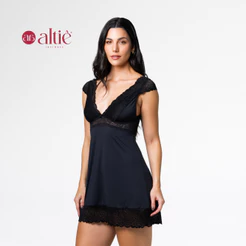 Camisola Feminina Renda Microfibra Luxo Confortável Elegante