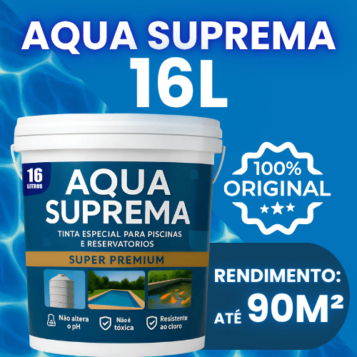 Tinta Aqua Suprema 16L Para Piscina e Ornamentais Impermeável Proteção UV Contra Cloro e Umidade