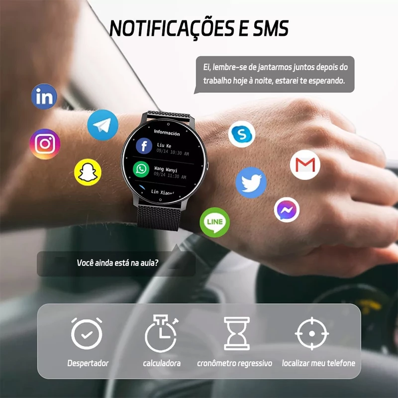 Smartwatch Jioye Redondo com Chamada Bluetooth à Prova d'Água — foto 3