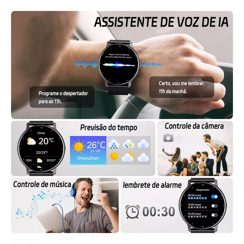 Smartwatch Jioye Redondo com Chamada Bluetooth à Prova d'Água — foto 5