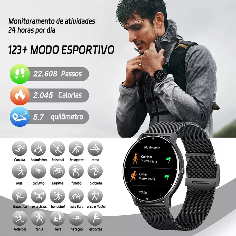Smartwatch Jioye Redondo com Chamada Bluetooth à Prova d'Água — foto 6