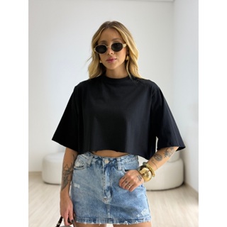 cropped chique casual algodao premium blogueira moda fashion em Oferta na Shopee
