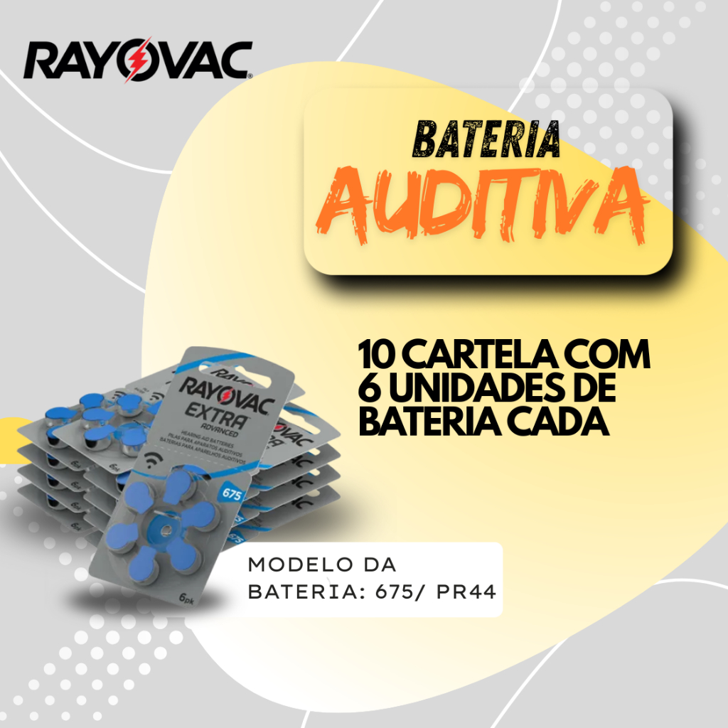 Auditiva Rayovac 675 10 cartelas em Oferta na Shopee