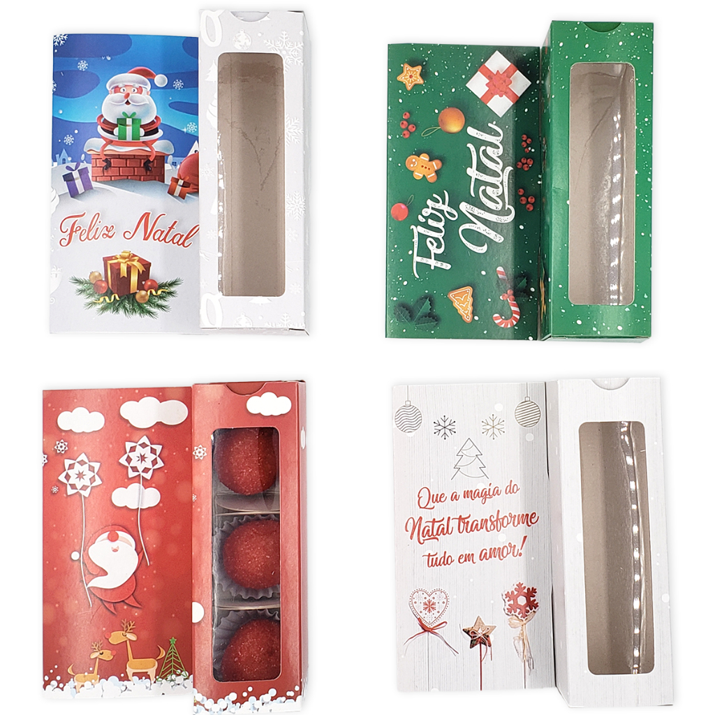75 Caixas de Natal com Cartão Acoplado para Doces ou Presentes – Lembrancinha de Natal. lançamento