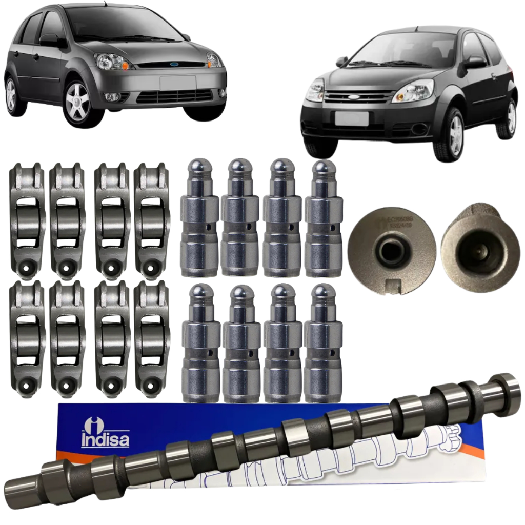 Comando de Válvulas BB C/ 08 Tuchos 08 Balancim Motor Ford Ka Fiesta Zetec Rocam 2002 Até 2008 1.6