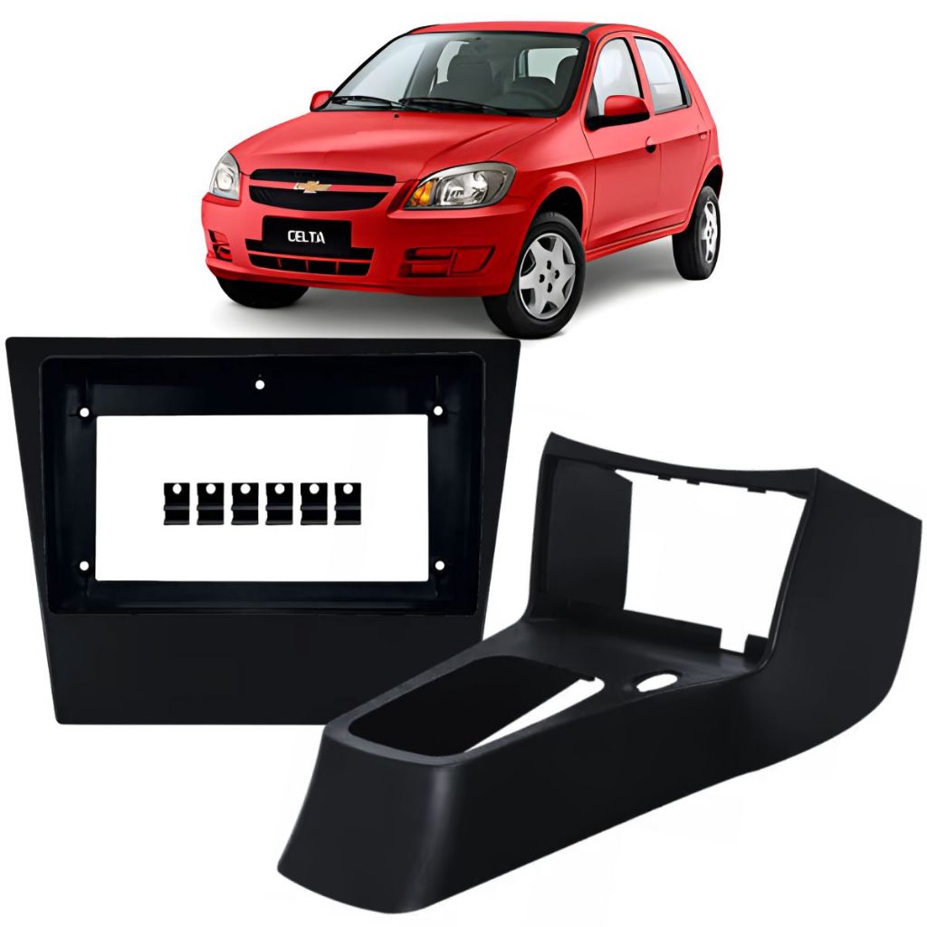 Moldura Painel 2 Din 7 e 9 Polegadas Chevrolet Celta G2 2006 a 2015 / Prisma 2006 a 2012