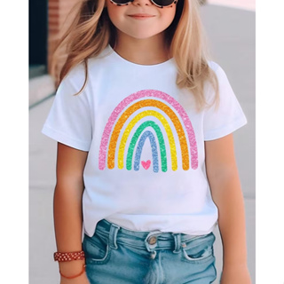 CAMISETA INFANTIL FEMININA 100%ALGODÃO ESTAMPA ARCO ÍRIS em Oferta na Shopee