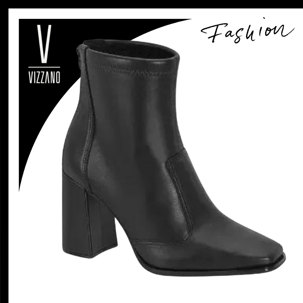 Bota Feminina Cano Baixo Bico Quadrado Salto Alto Bloco Grosso Confortável Zíper Original em Oferta na Shopee