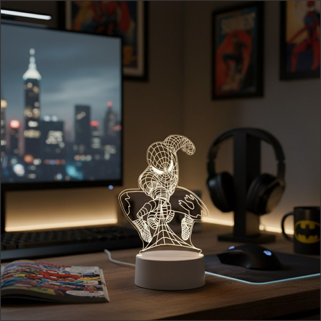 Luminária Led Homem Aranha Spider Man 3d Abajur Decorativo