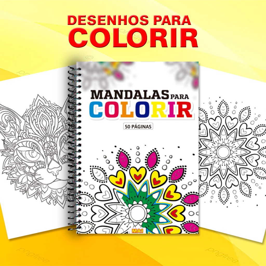 50 desenhos de mandalas para colorir em Oferta na Shopee