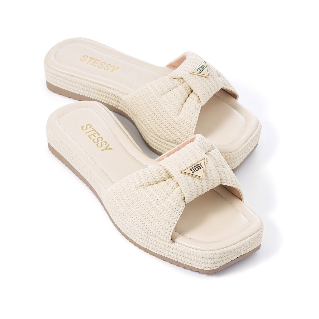 Sandália Feminina Tamanco Feminino Papete Flat Confortável Juta Detalhe Confortável em Oferta na Shopee