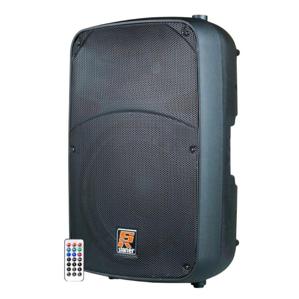 Caixa de Som Staner SR-315A Preta 15" Bi-Amplificada Bluetooth Bivolt Potente Profissional Evento