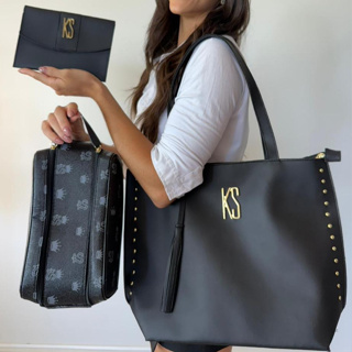 Kit Bolsas Feminina Bolsa Sacola Tote + Necessaire Grande + Porta Documento Faculdade/Trabalho em Oferta na Shopee