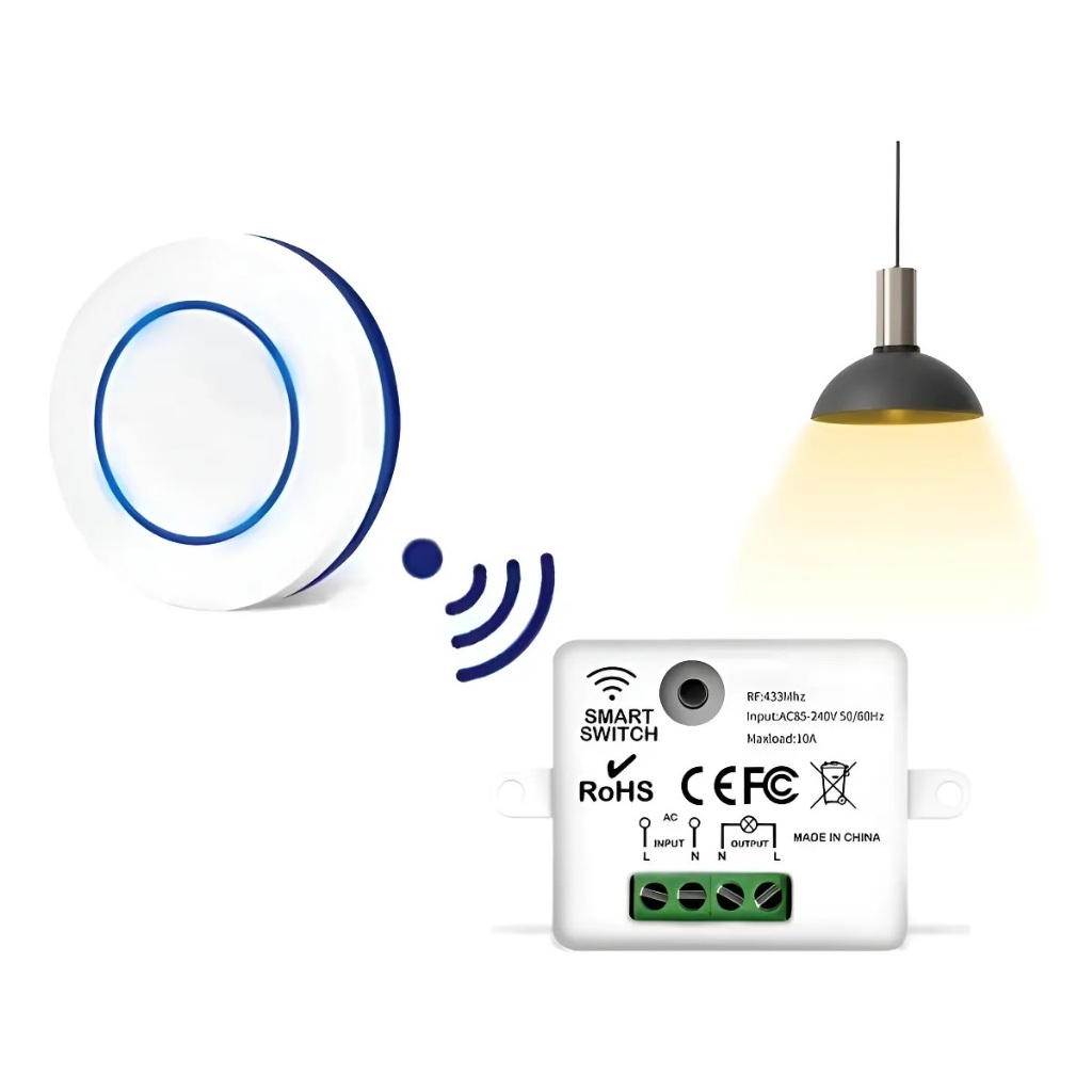 Interruptor Rf433 Luz + botão Sobrepor 3m Sem Fio Controle Remoto bateria em Oferta na Shopee