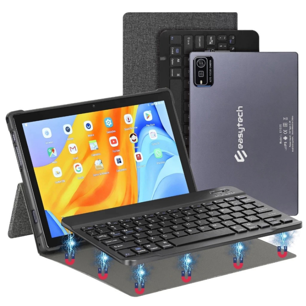 Tablet 10.1 Android 8 8GB RAM 256GB Octa Core 13MP 6000mAh Teclado Capa Magnética Tela IPS HD
