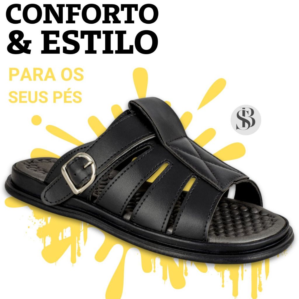 Sandalia Franciscana Chinela Masculina Palmilha Ortopédica Ajuste Fivela em Oferta na Shopee