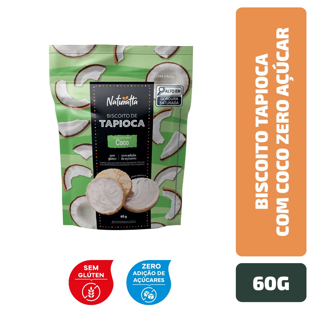 Biscoito Tapioca com Coco Zero Açúcar Naturatta 60 g