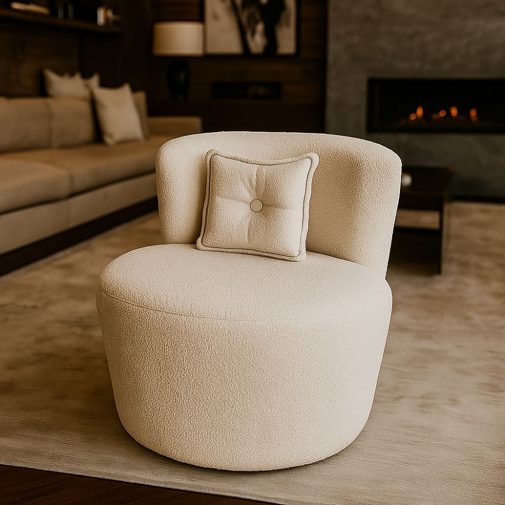 Poltrona Confortável Orgânica de Luxo Curva Moderna P/ Recepção Escritório Sala Quarto Tecido Macio
