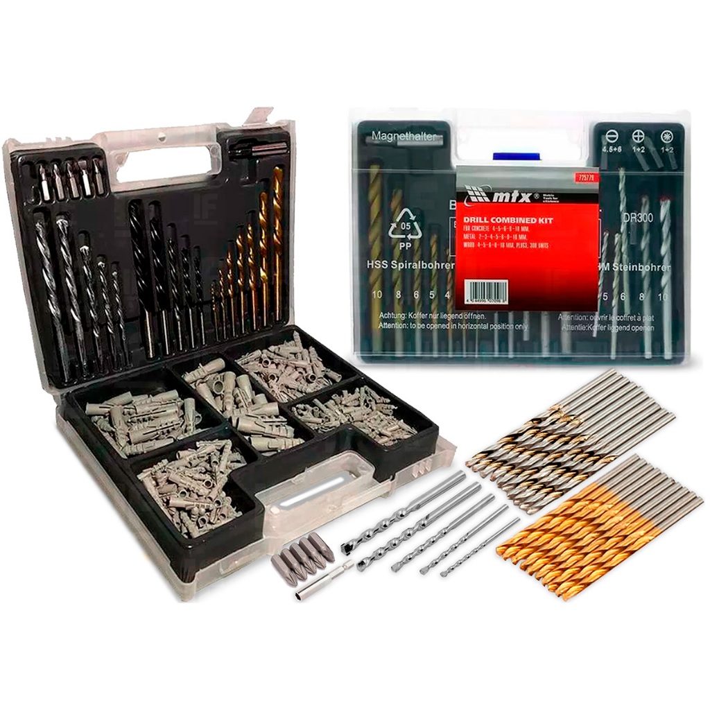 Jogo Kit De Brocas Com Buchas 300 Peças Para Concreto Metal E Madeira em Oferta na Shopee
