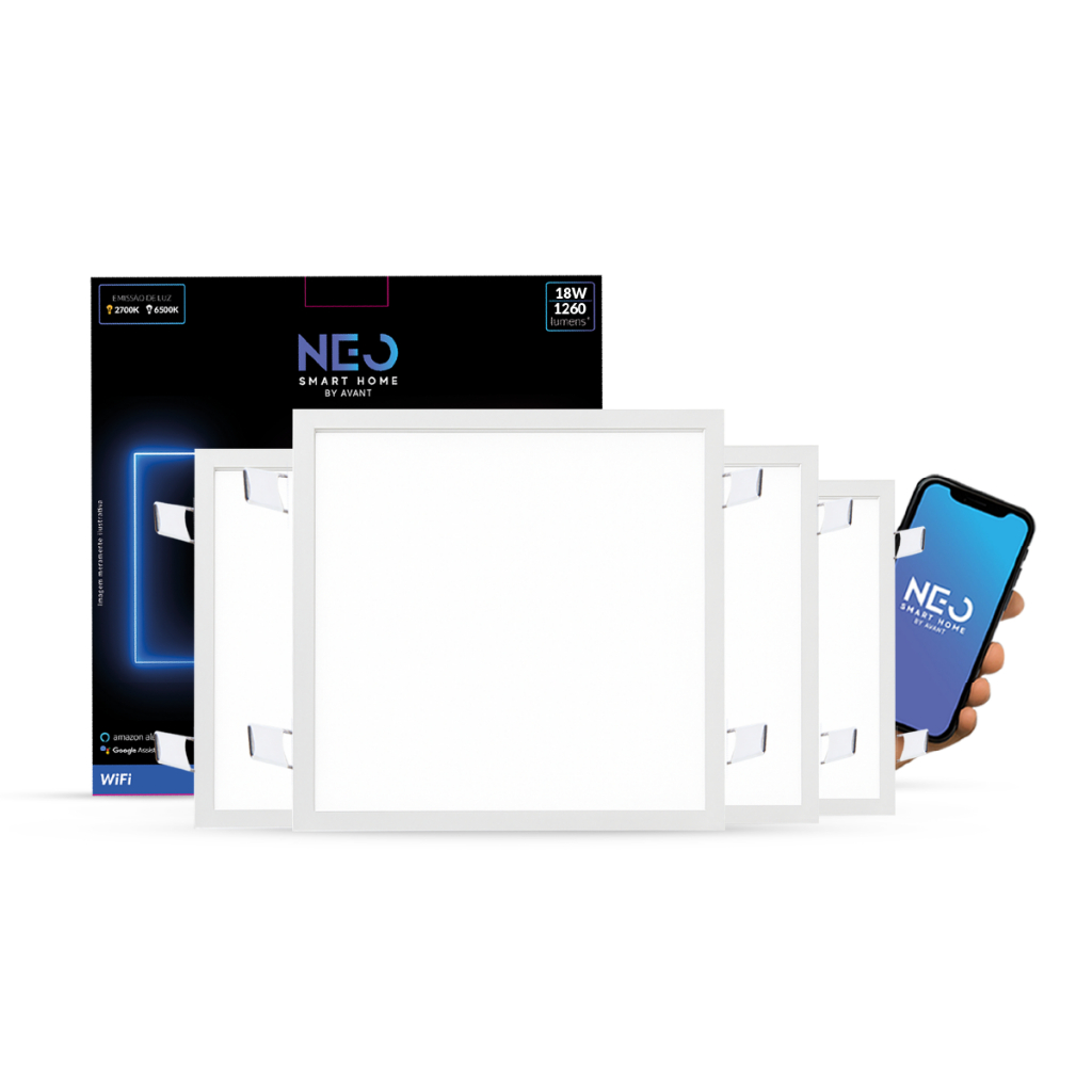 Kit 1, 2, 3 ou 4 Painel led Plafon Smart Embutir 18w 2700k 6500k 22cm Bivolt Quadrado Neo Avant em Oferta na Shopee