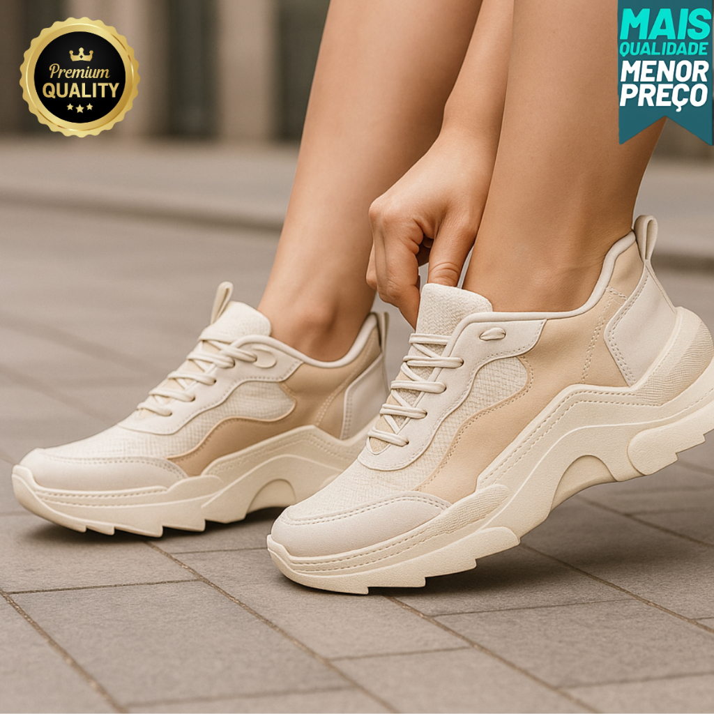 Tênis Feminino Tratorado Plataforma Casual Confortável Moderno Qualidade Premium