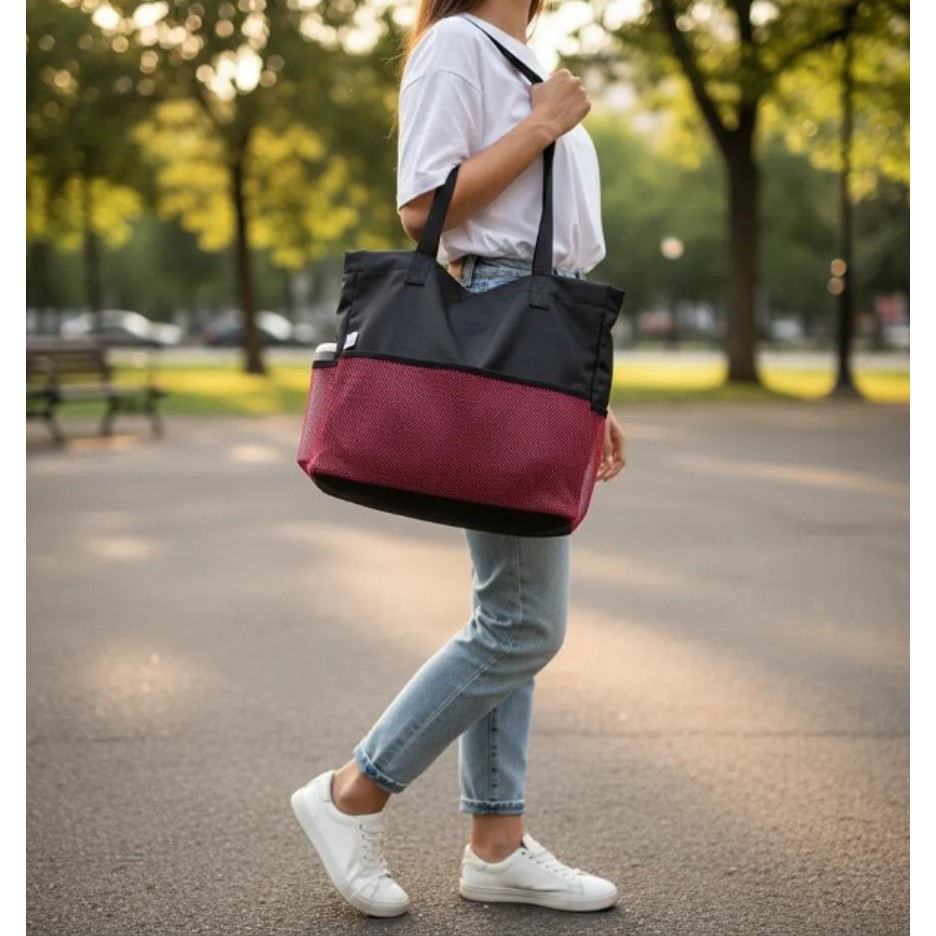 Bolsa Sacola TNT Preta com 2 bolsos e Alças reforçadas Academia,Mercado, Feira,Passear Anny Shop