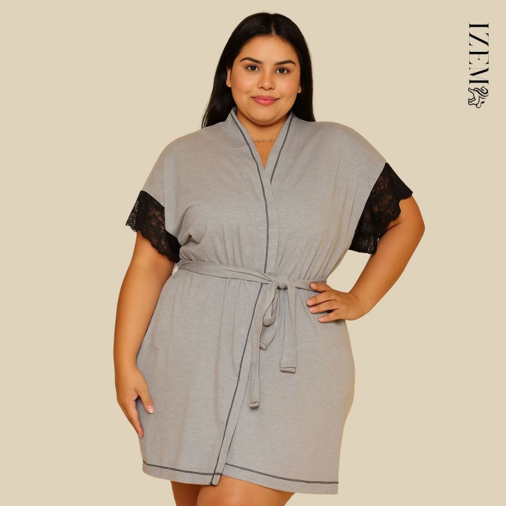 Roupão Robe Plus Size Feminino Malha Algodão Maternidade Pós Parto