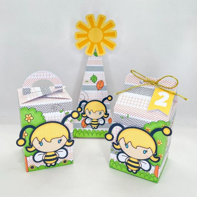 PEGUE E MONTE Kit Caixinhas Personalizadas Abelhinha | Lembrancinhas Festa Infantil