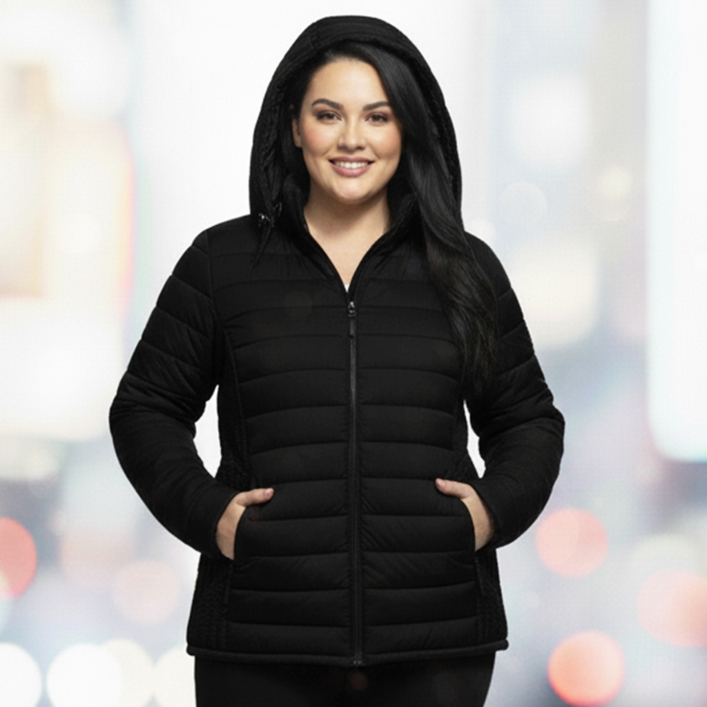 Casaco Puffer Plus Size Feminino Gominho Nylon Reforçada Jaqueta Puffer Plus Feminina Corta vento