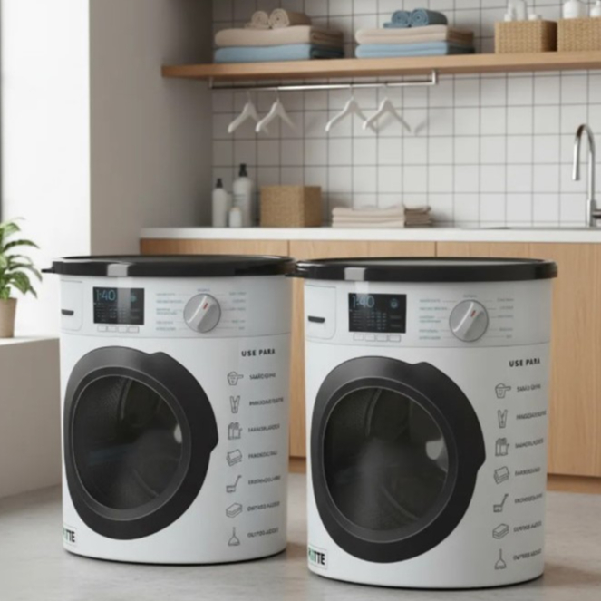 2 Pote Multiuso Porta Sabão Em Pò ou Prendedores com Tampa Hermético Organizador De Lavanderia em Oferta na Shopee