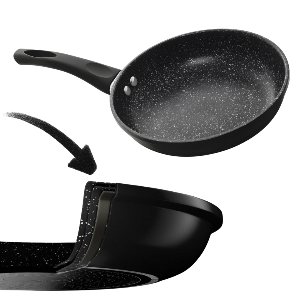 Frigideira Chef de Alumínio Preta 24cm com Revestimento Cerâmico Granito Indução - Lyor