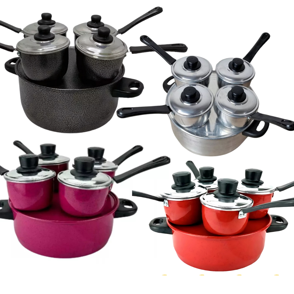 Cuscuzeiro Nordestino Porção 4 em 1 Para Quatro Pessoas em Alumínio Cuscuzeira Drone 4 Porções