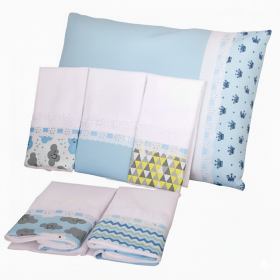 Kit de 2 unidades de Fronhas Para Berço Tamanho 38x28 cm - Travesseiro Pequeno