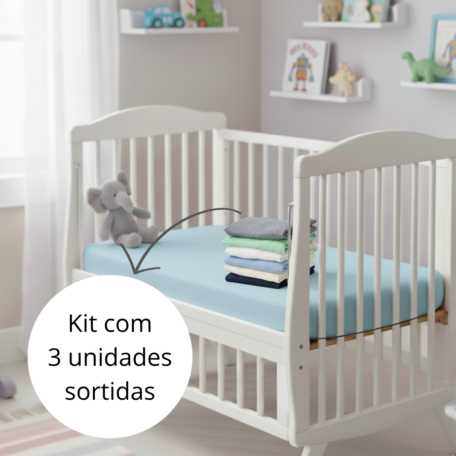 Kit 3 Lençol Berço Americano 130x70cm com Elástico Microfibra Menino Menina em Oferta na Shopee