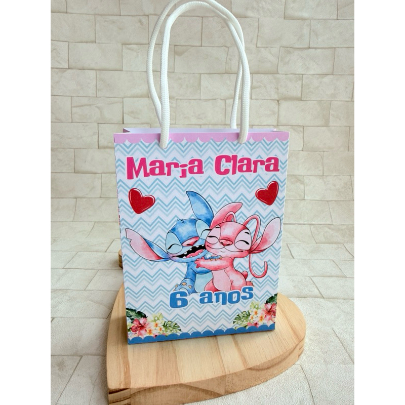 Sacolinha personalizada P Stitch PEGUE E MONTE | Personalizados lembrancinhas mimos