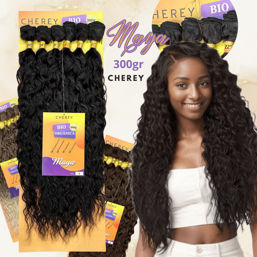 Cabelo Cacheado 65cm Cherey Maya Fibra Bio Orgânica 300gr Idêntico Ao Cabelo Humano em Oferta na Shopee