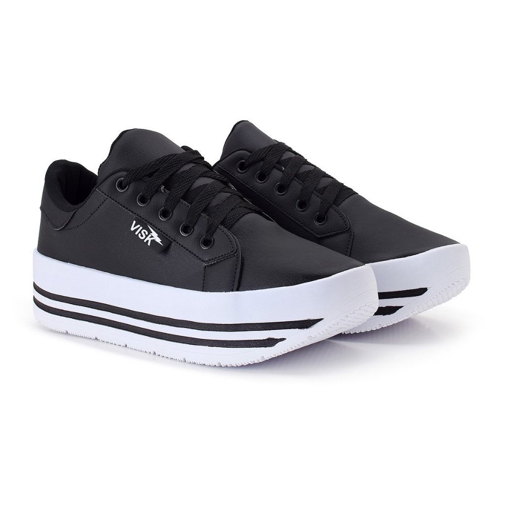 Tênis Feminino Leve Básico Plataforma E Confortável Visk Com Sola Alta Nude Branco Casual